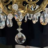 Lustre pampille ancien en bronze et en cristal