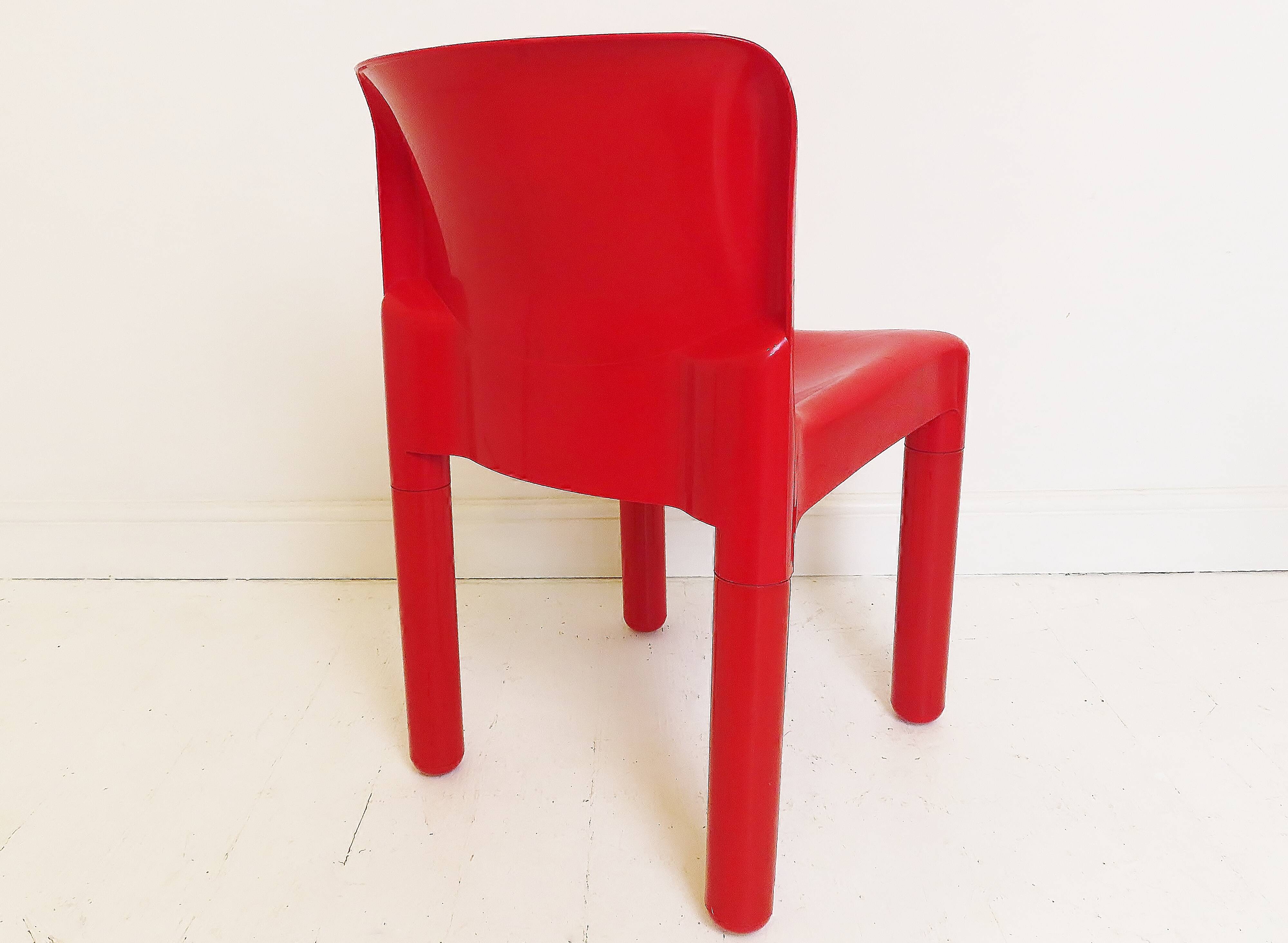 Vintage Italian Red Plastic Chair By Carlo Bartoli For Kartell Italy
