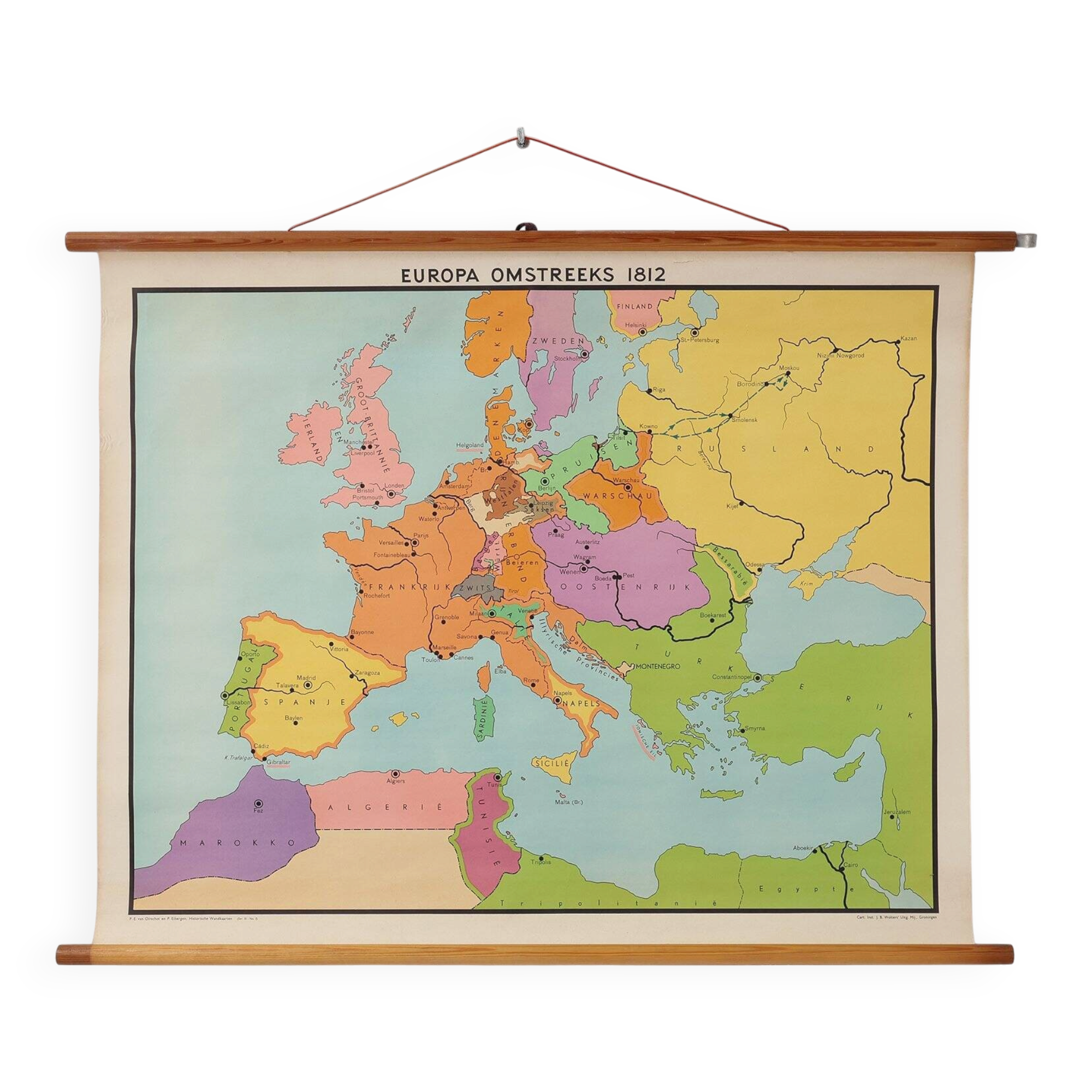 Carte historique de l'Europe vers 1812, Belgique, années 1950