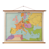 Vintage Historical Wall Map of Europe Around 1812, Belgium, 1950s