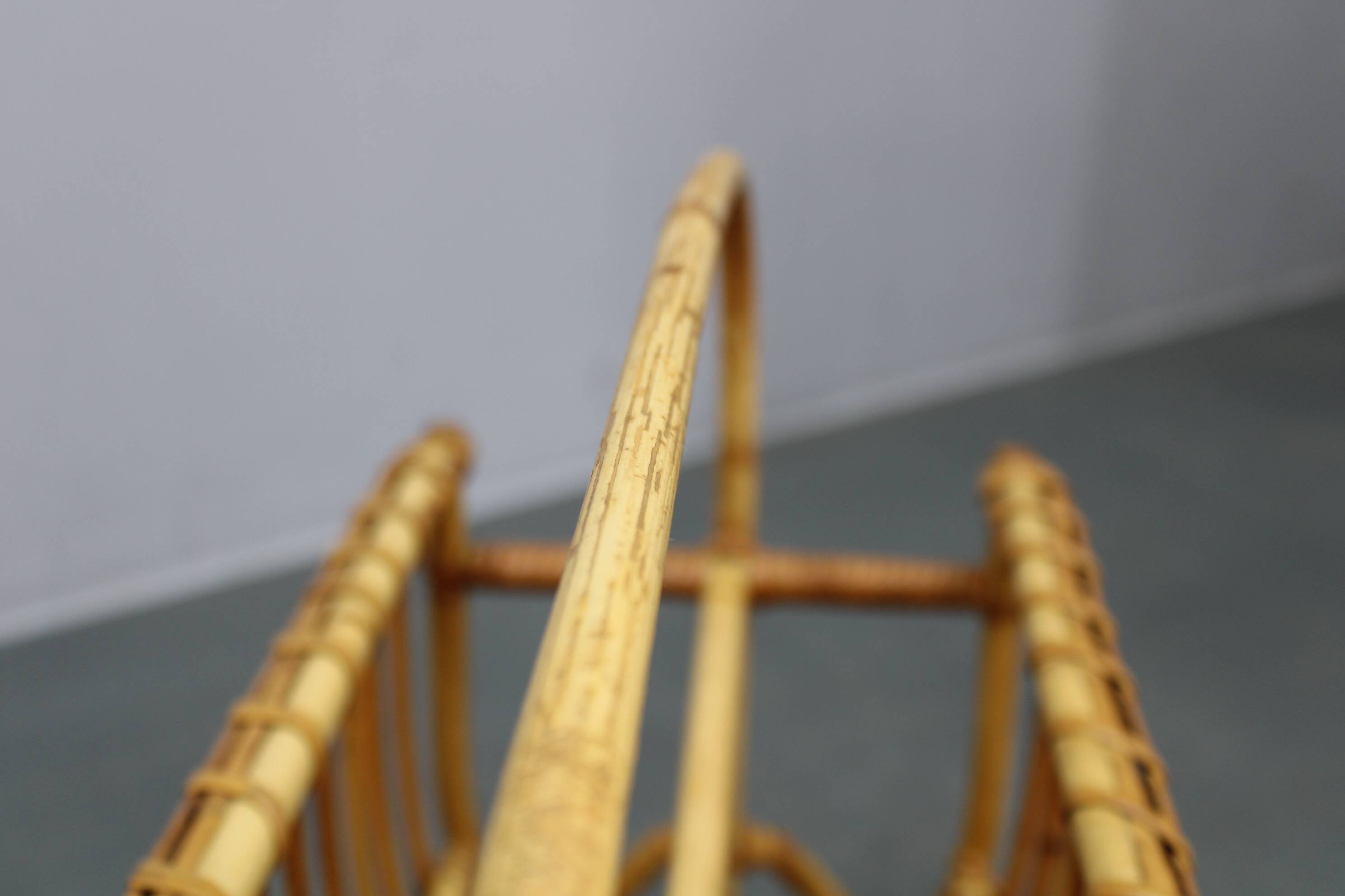Mid-century European rattan accessories set with tables and magazine racks, 1960s