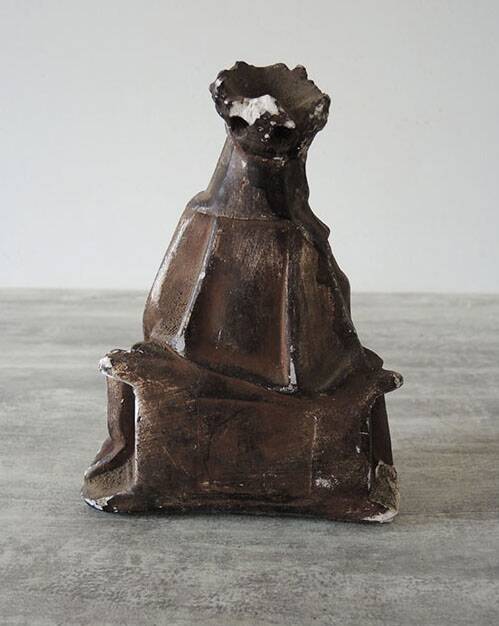 Old Plaster Statuette: Seated Virgin and Child