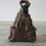 Ancienne Statuette en Plâtre : Vierge à L'Enfant Assise