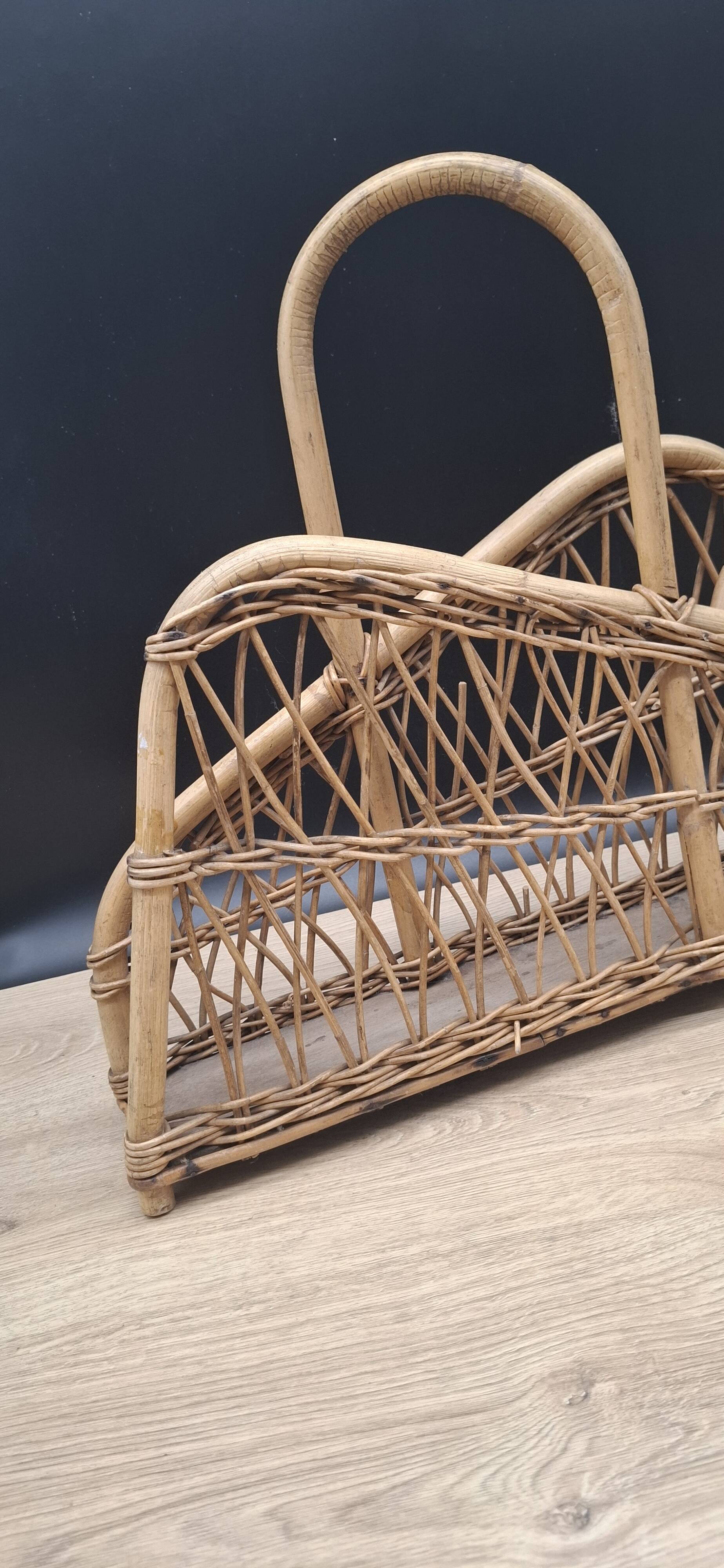Rattan magazine rack