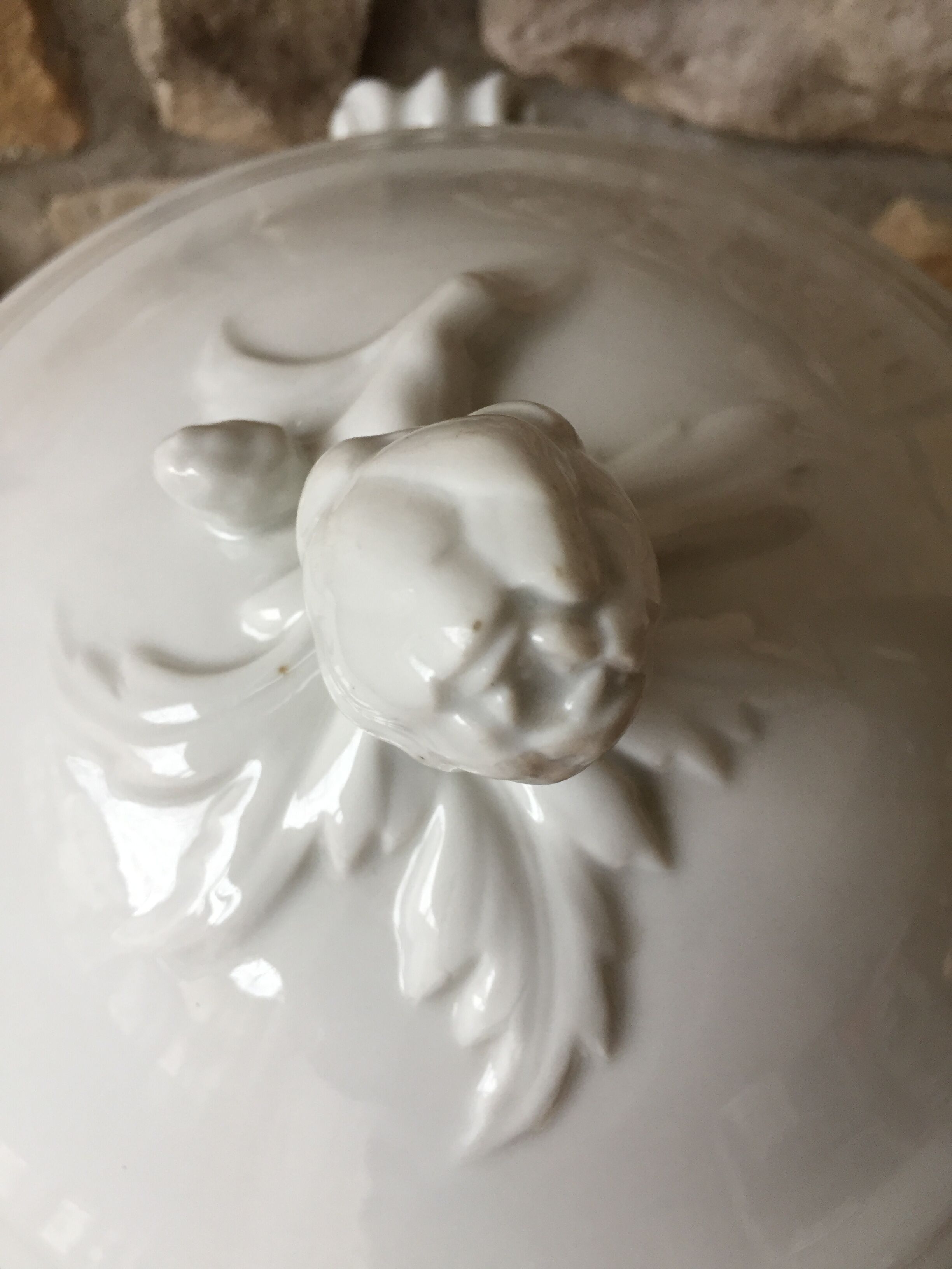 Ancient white porcelain soup tureen