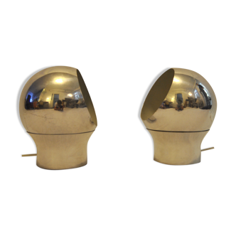 Pair of chrome wall lamps "Hemi", Sweden 1970
