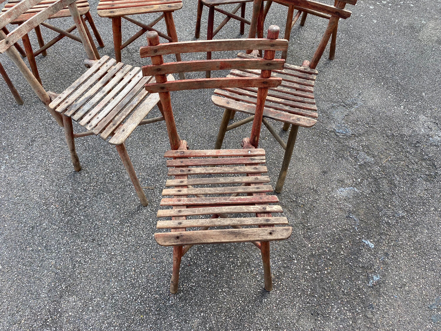 Set of 8 guinguette chairs 1920