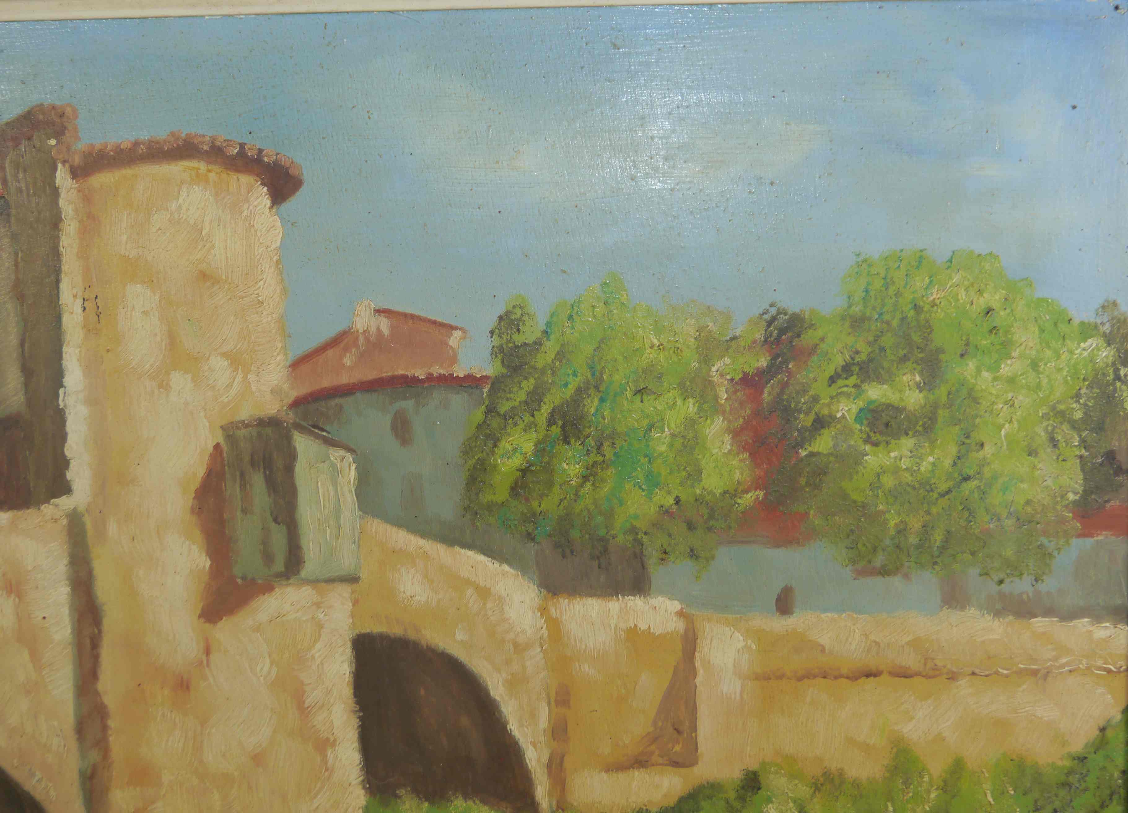 Oil painting on wood by R Accaries