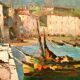 Painting oil HST signed Pierre L Marie Marine View of a South Port of the France 1900