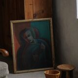 Oil portrait painting on canvas, unknown Danish artist, early 20th century.