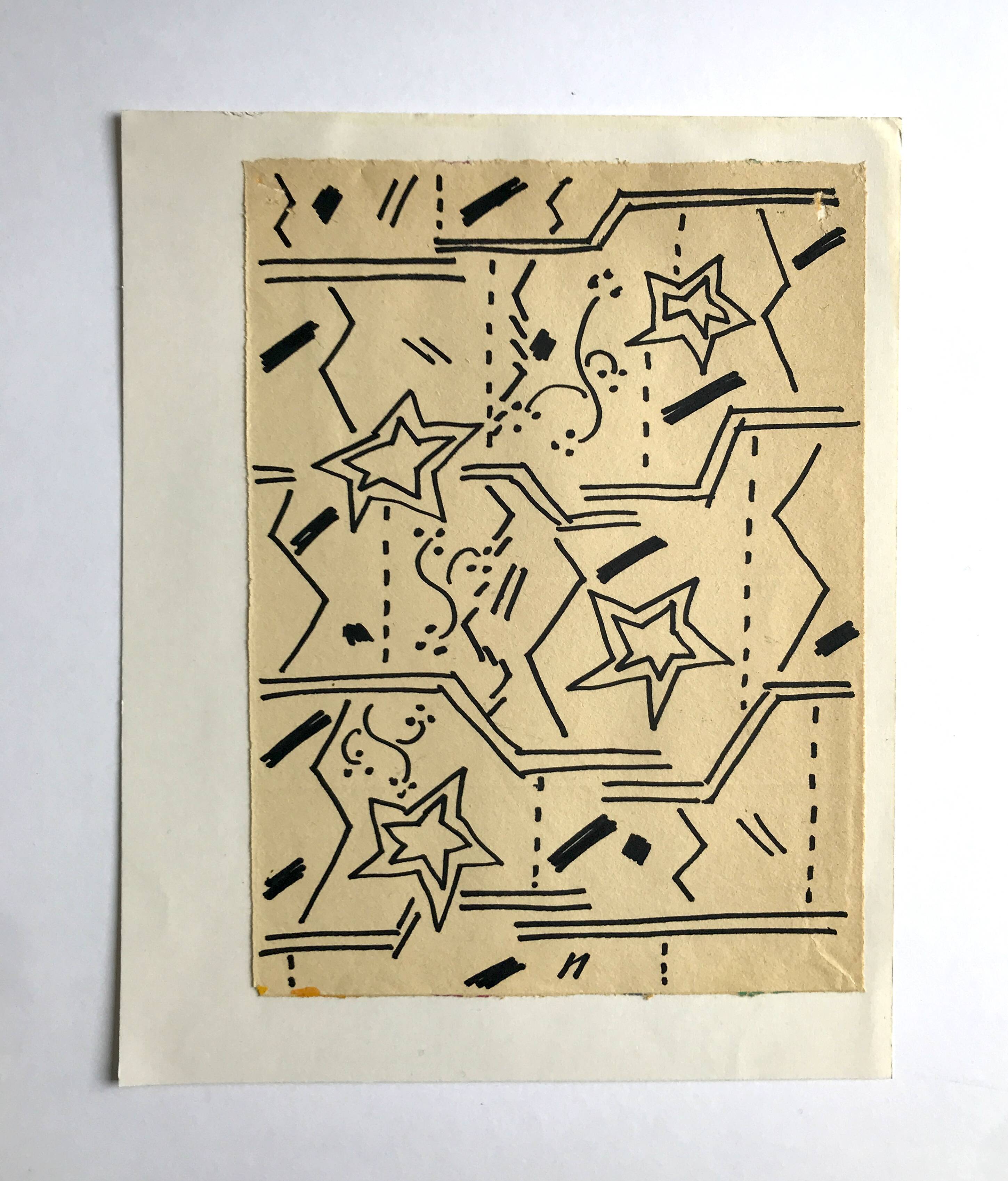 Elie dayan, untitled (abstract composition 1). felt pen on paper