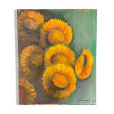Oil on canvas by o tremoureux tournesols XXeme still life