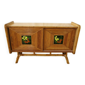 Audoux Minet attribution rattan sideboard