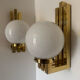 Opaline brass wall lights from the 1970s.