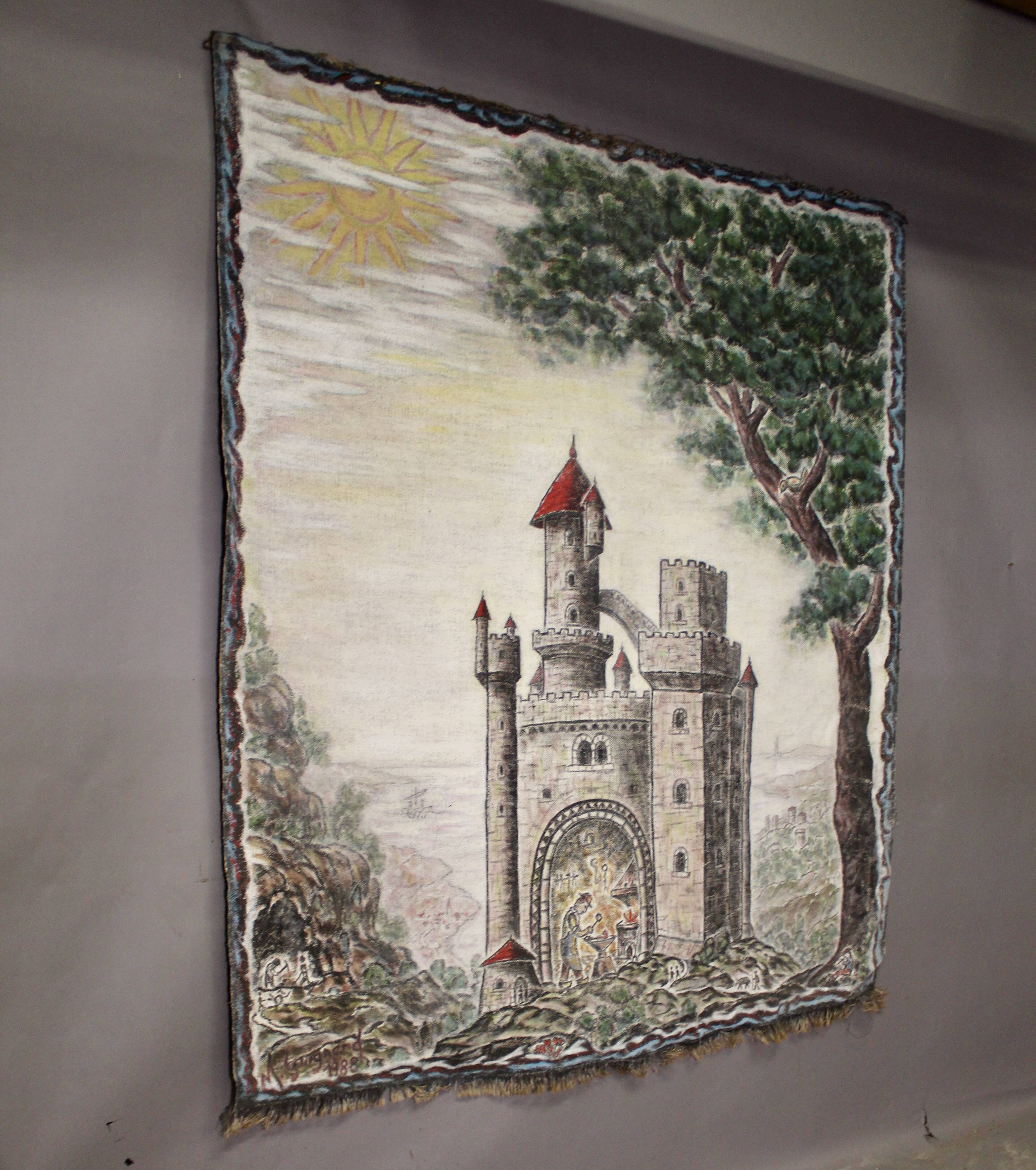 Large painting on hemp canvas by Michel Guignard 1988