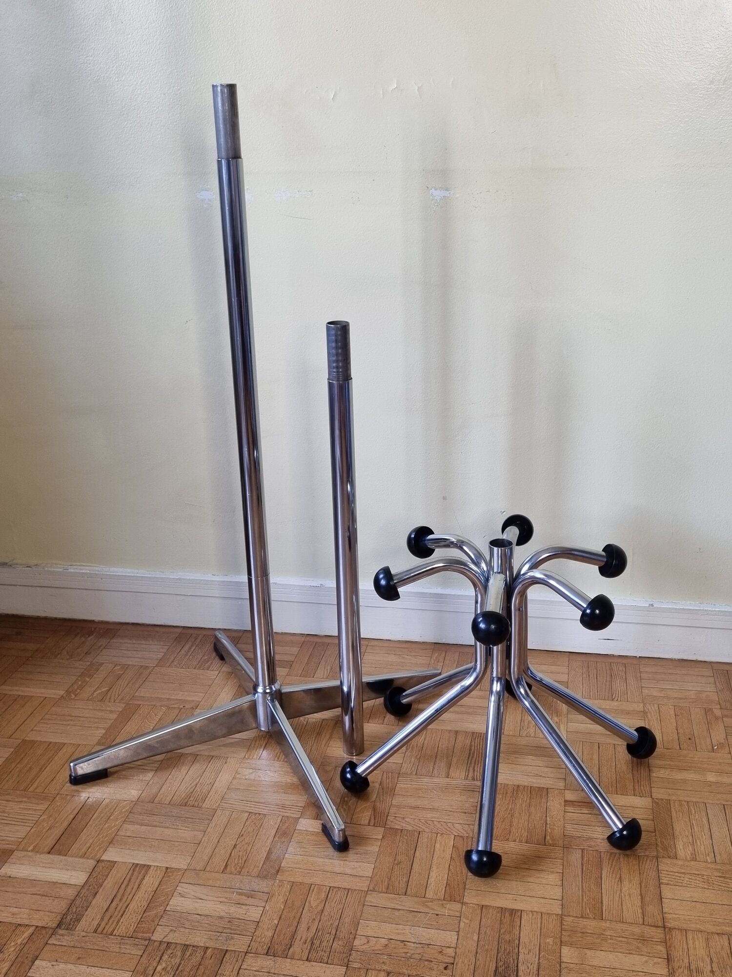 Vintage chrome metal coat rack, 70s-80s