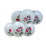 6 vintage soup plates from Printemps Paris, Essonnes model, hand-painted in porcelain