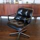 Leather armchair black by Charles Pollock for Knoll International