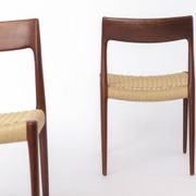 Set of 4 Niels Møller Model 77 Chairs Dark Teak Danish Cord 1950s Danish