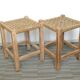 Paire de tabourets en bois et corde années 60
