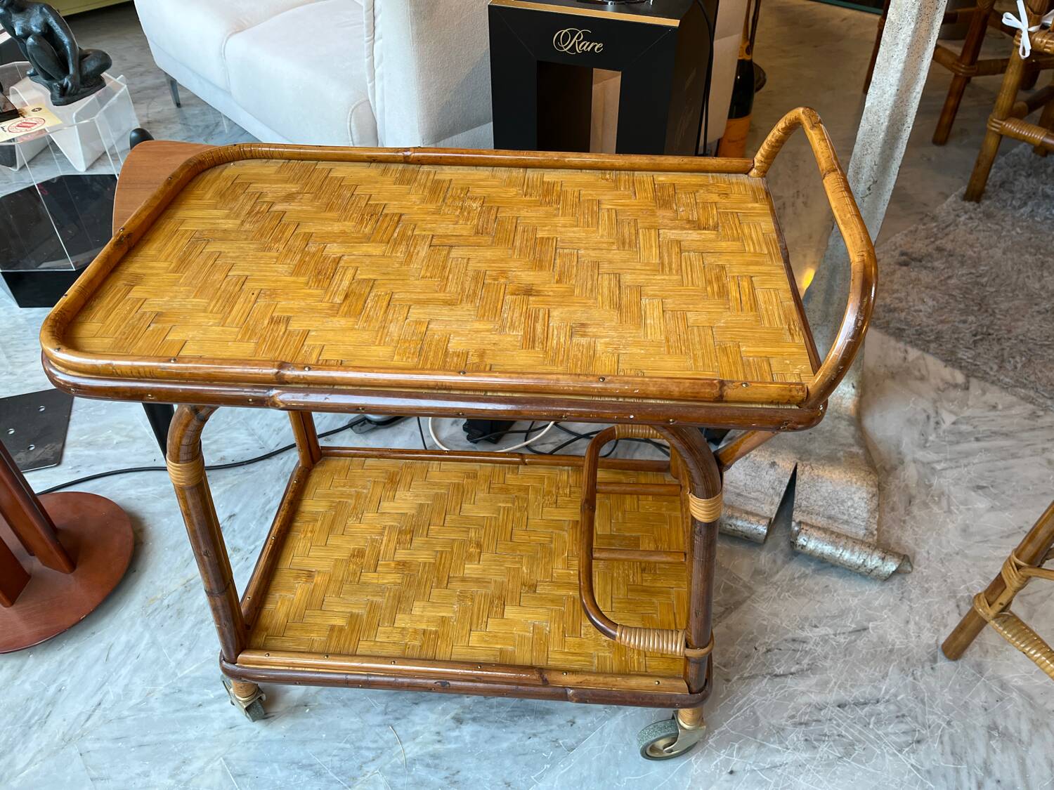 Bamboo serving trolley 1960