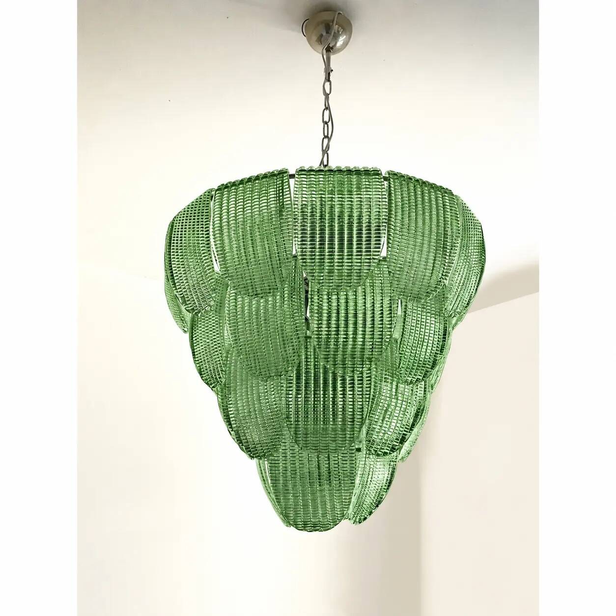 Elegant Contemporary Diamanted Petals Murano Glass Chandelier by Simoeng