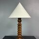 Brutalist Wood Turned Table Lamp in the style of Charles Dudouyt, 1950s