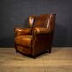 Fauteuil vintage Joris design cuir de mouton