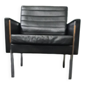 Fauteuil vintage en cuir noir par Stoll Geroflex