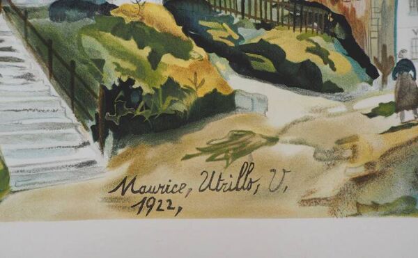 Maurice Utrillo : Les trois moulins à Montmartre, lithographie signée