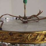 French Mid-Century Bronze and Crystal Bag Light – Flush Mount 5202