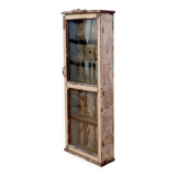 Burmese teak display case with original ecru patina