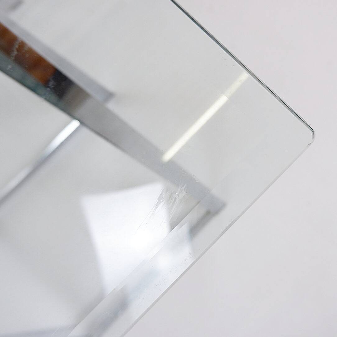 Bureau en verre et métal chromé, 1970