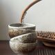Set of 4 hand-turned glazed ceramic bowls