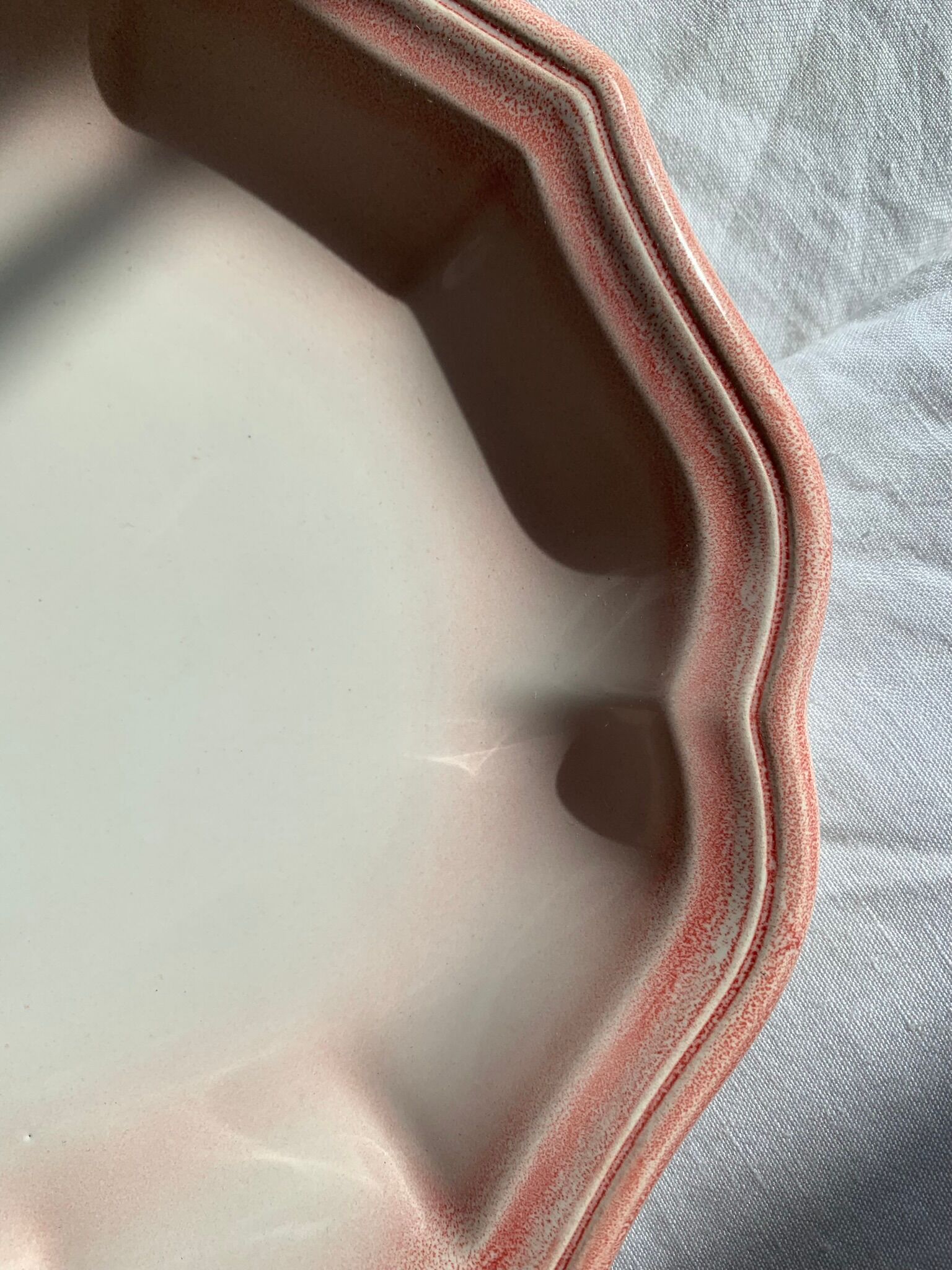 Large pink dish in Salins porcelain (identical oyster plates)