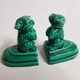 Pair of dog-shaped dog-shaped art deco dogs in green dabbling