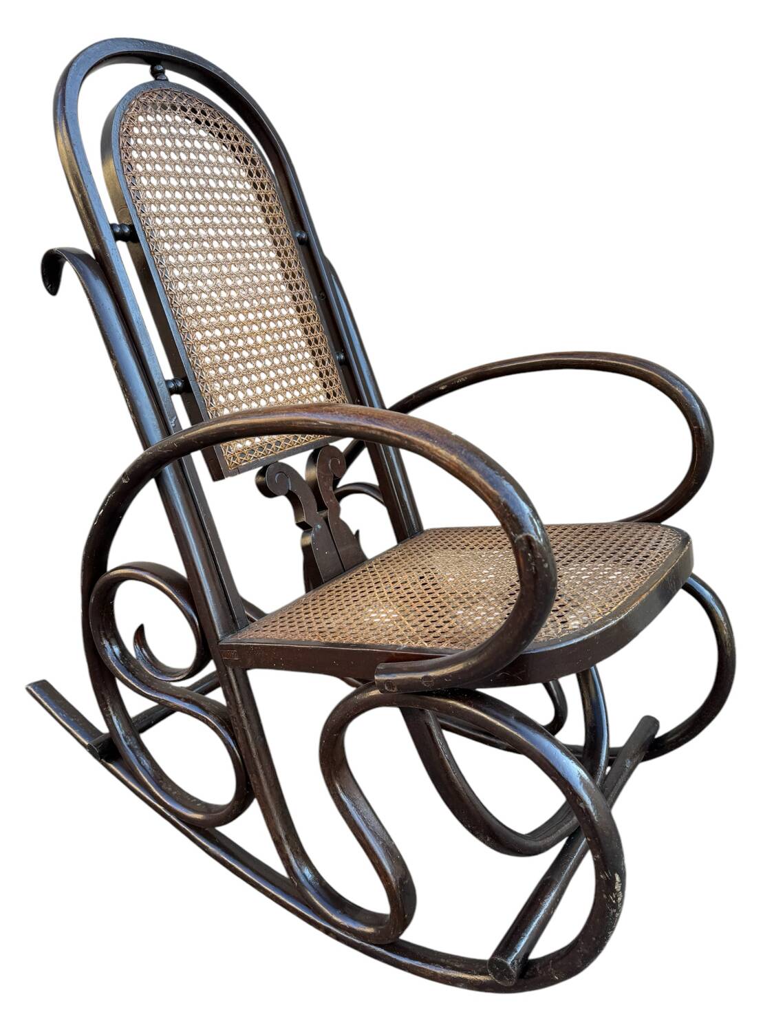 Set de 2 Rocking-chairs Style Thonet Cannée