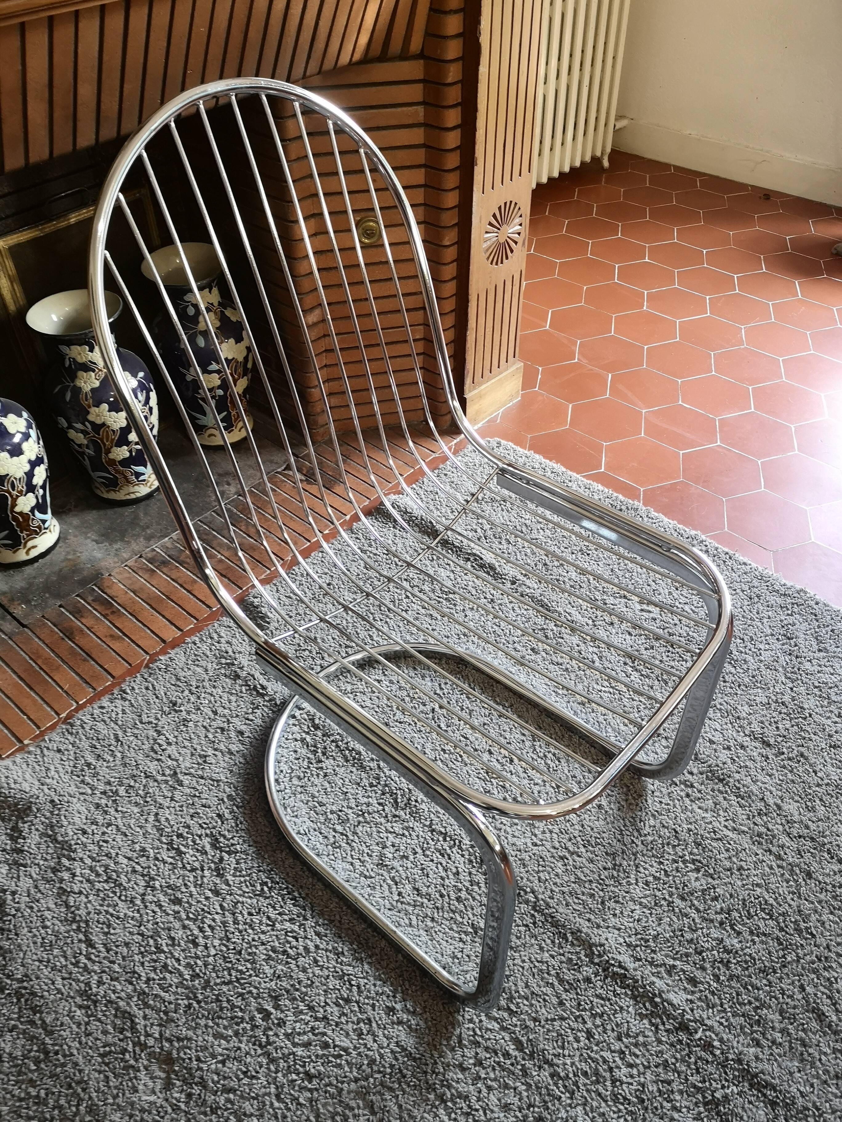 Set of 4 Chair in chrome year 70 Italian design