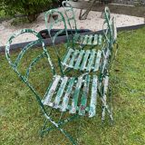 4 metal and wood garden chairs 1930