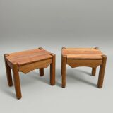 Paire de chevets en orme massif – style Regain / Chapo, années 70