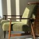 1970s green velvet armchair