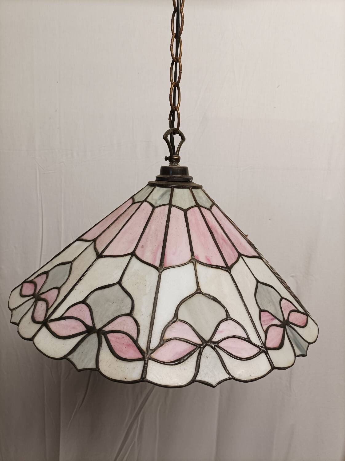 Antique vintage stained glass chandelier