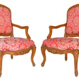 Pair of Louis XV style cabriolet armchairs