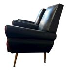 Set of 2 vintage black and red armchairs / armchairs / individual armchairs