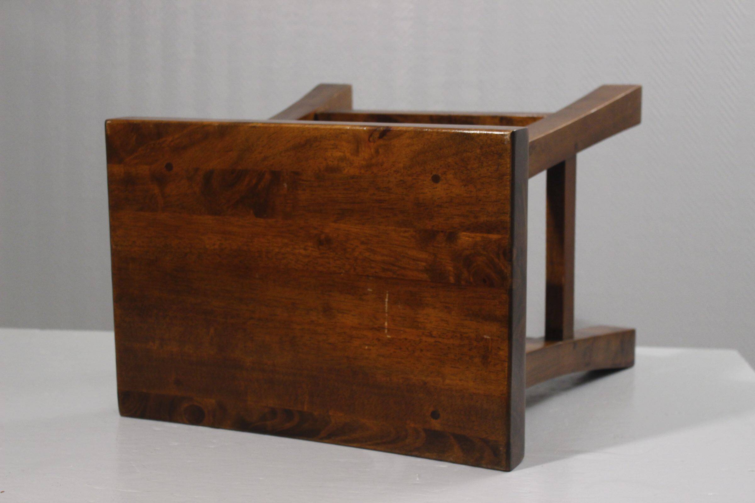 Vintage Orientalist Modernist Solid Wood Stool