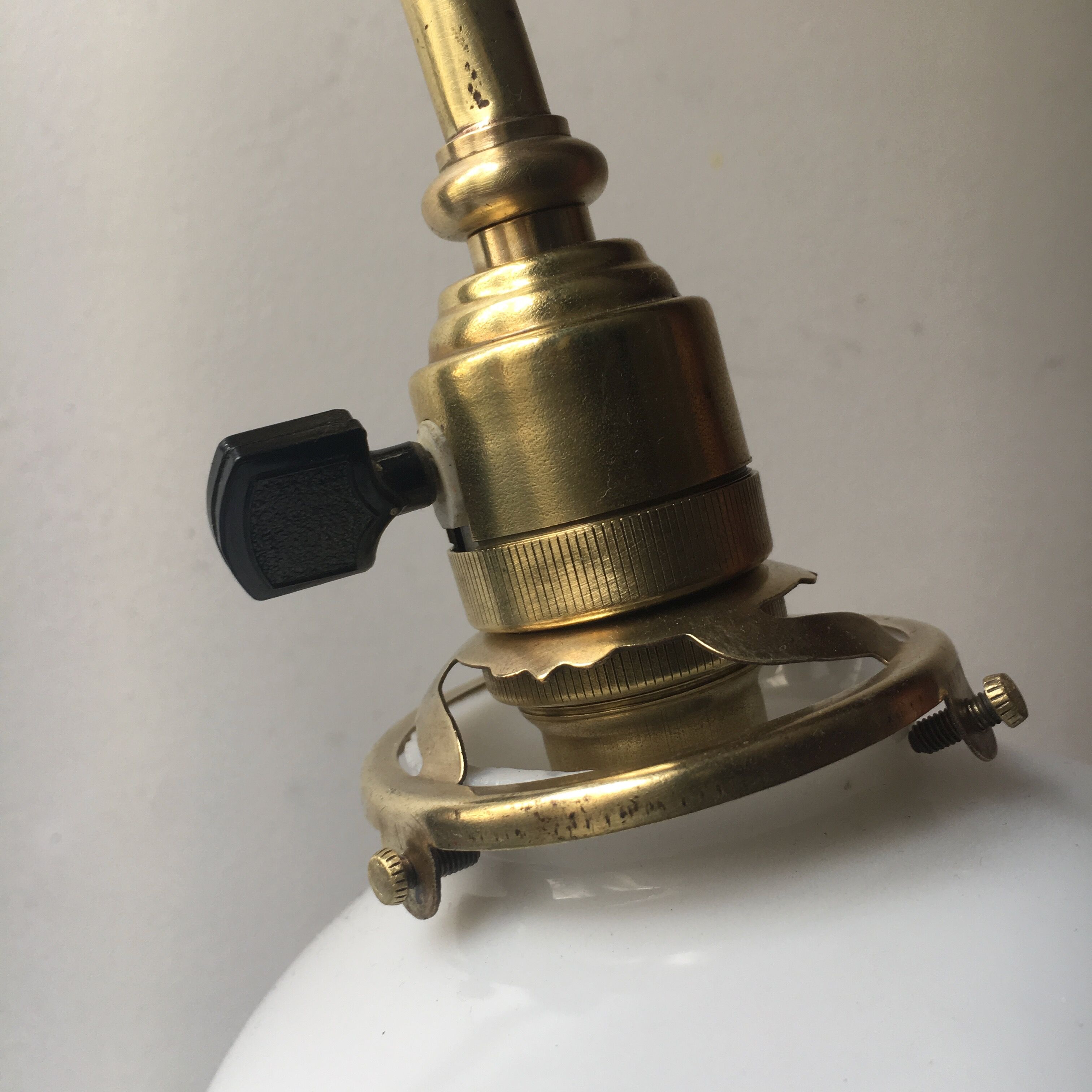 Old with opaline gooseneck desk lamp