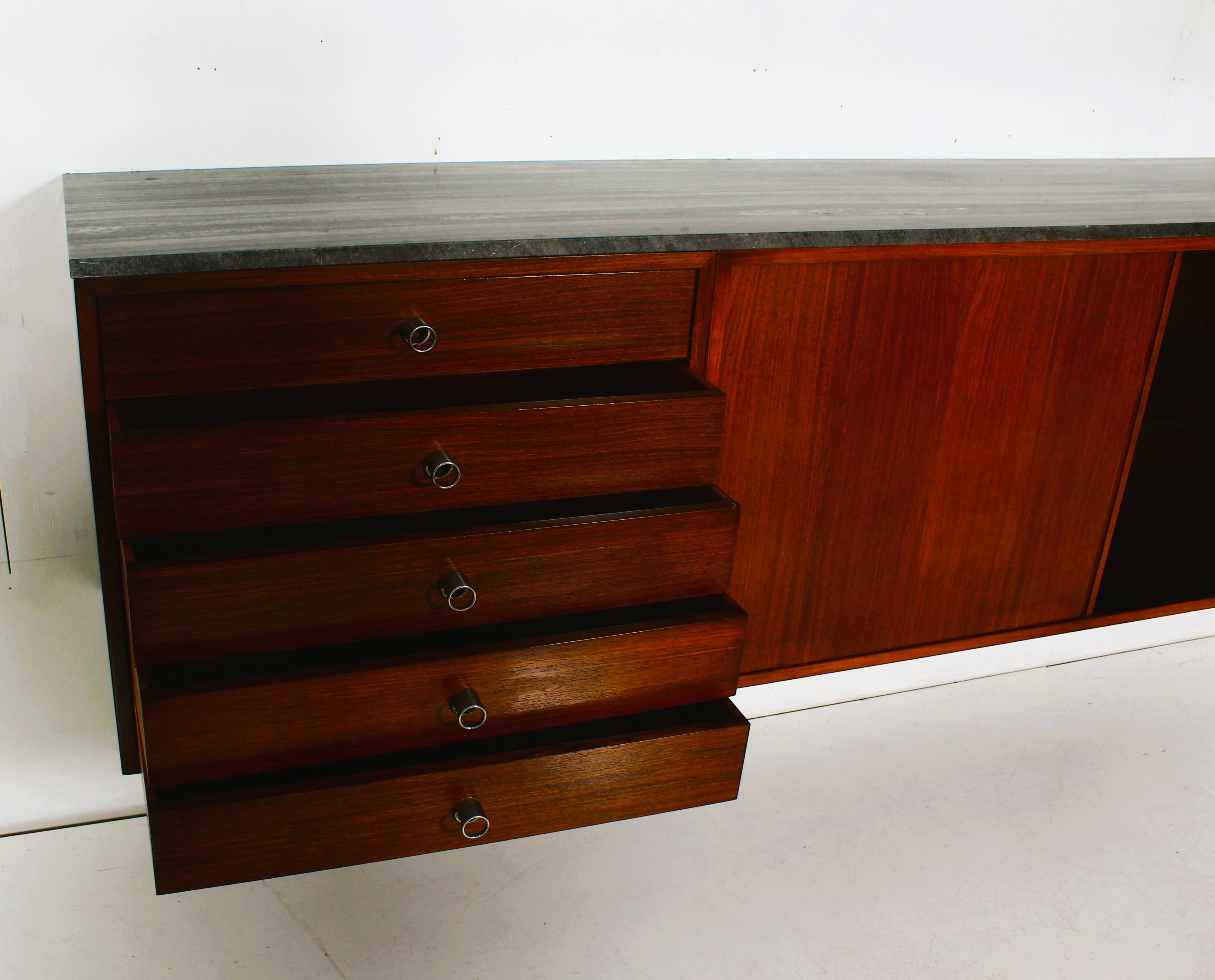 Suspended teak buffet from the 1970s.