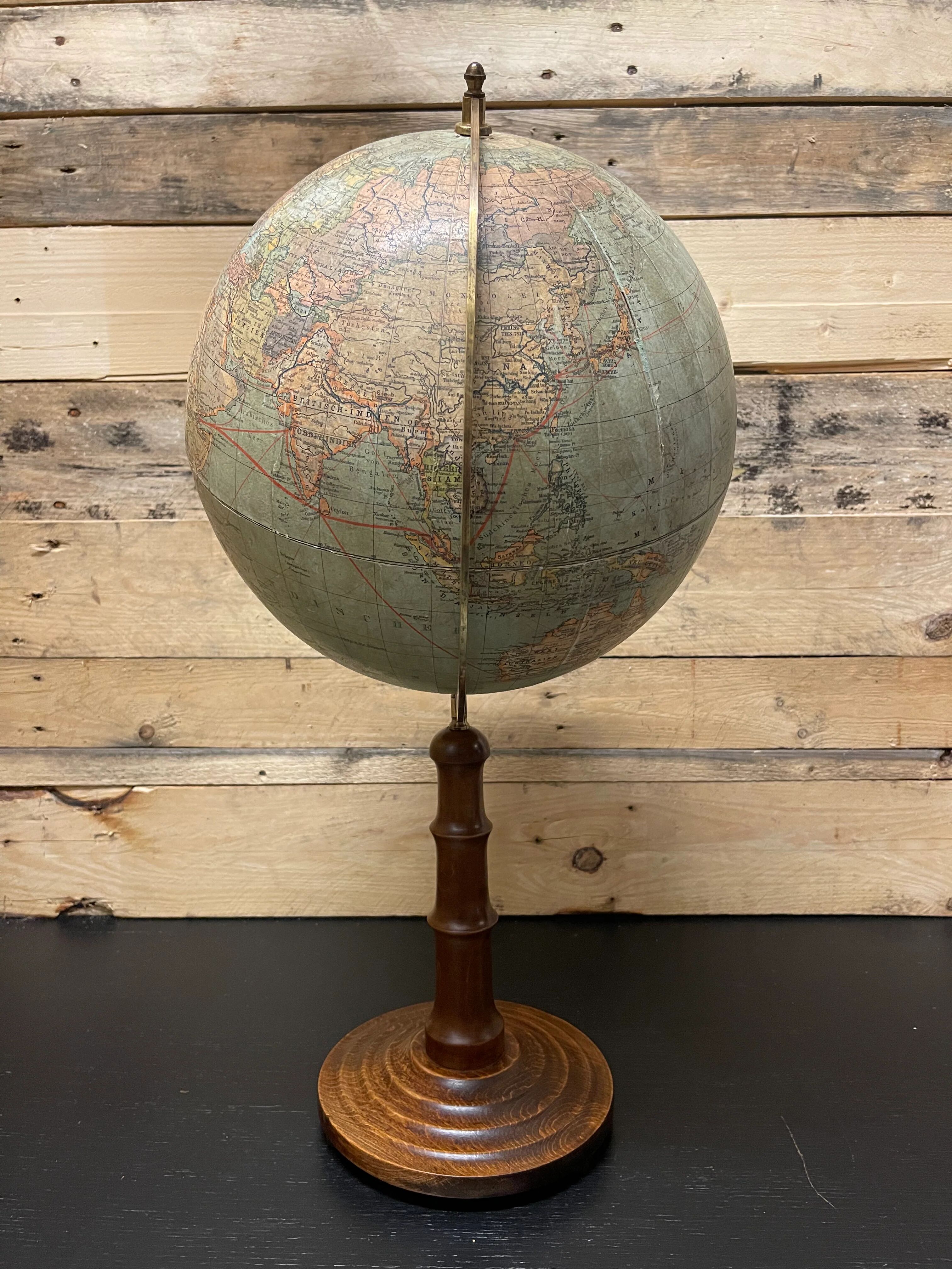 German antique table globe by Paul Räth & Dr A Krause, Leipzig 1920s