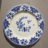 Plate Gien Earthen Floral Patterns and Bird