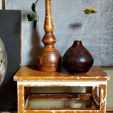 Vase soliflore de potier en grès émaillé vintage
